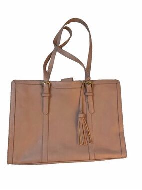 Ecosusi Women’s 15.6 Inch Vintage Vegan Leather Laptop Tote Beige Pink